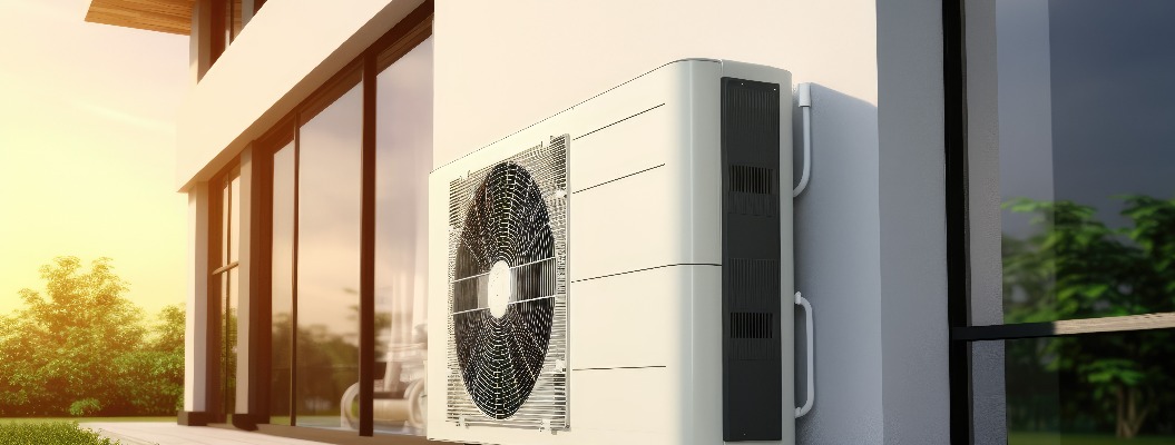 Wärmepumpe in einem modernen Haus